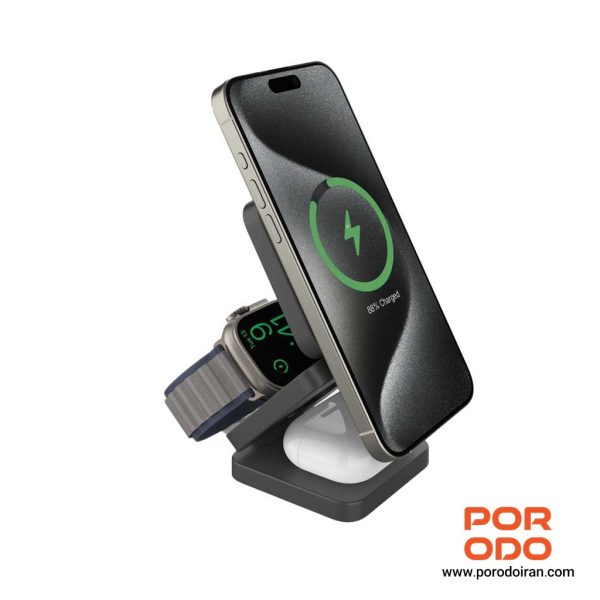شارژر بی‌سیم سه‌کاره مگ‌سیف پرودو